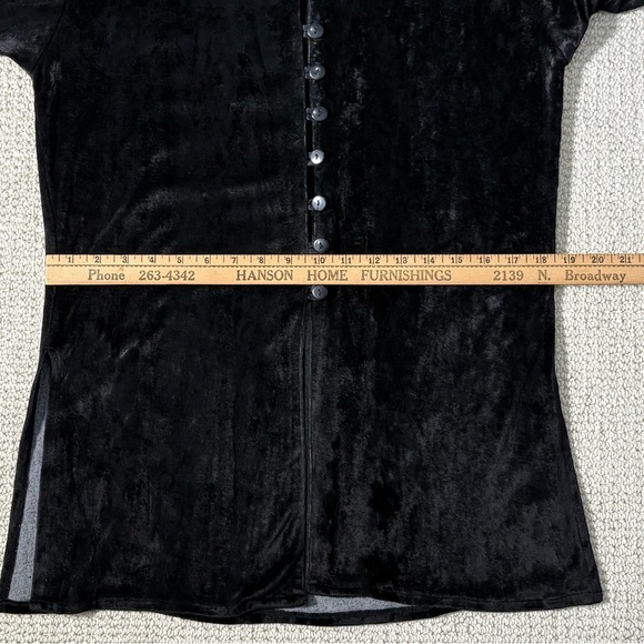 Vintage Sorrel Jrs Black Velvet Tunic Top Blouse Button Loop Front Women’s Large - Picture 6 of 11